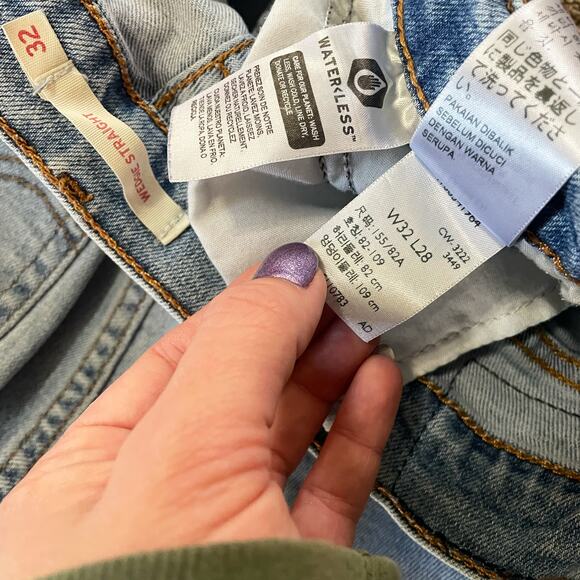 Levi's Wedgie Straight Jeans Distressed Button Fly Light Wash 32 - Picture 6 of 8